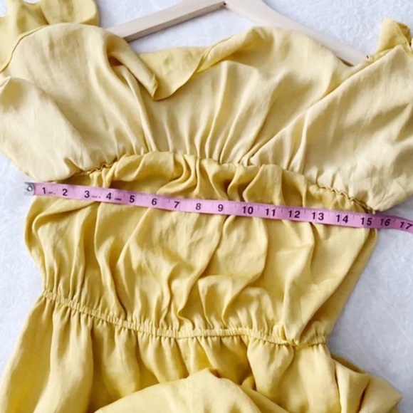 Yellow Draped Off Shoulder Romper - Picture 7 of 10